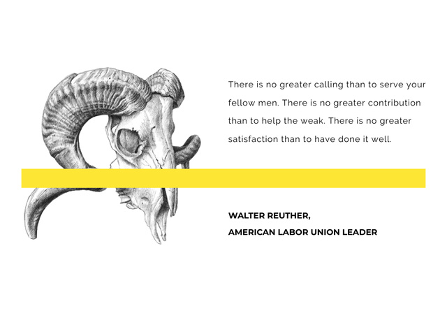 Volunteer Work Quote with Animal Skull Postcard Design Template