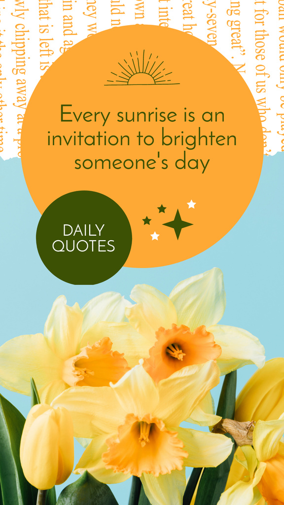 Plantilla de diseño de Cute Inspirational Quote with Yellow Flowers Instagram Story 