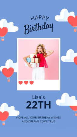 Beautiful Blonde with Birthday Gifts Instagram Story Design Template