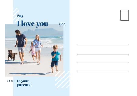 Parents With Kids Having Fun At Seacoast Postcard A5 – шаблон для дизайну