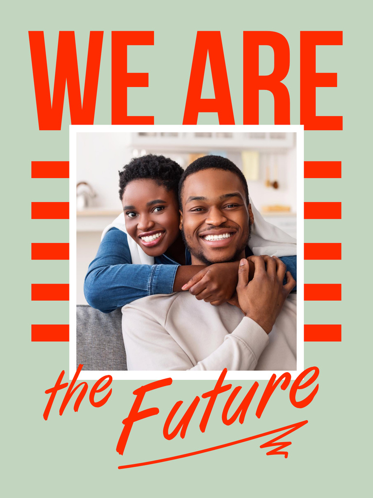 Plantilla de diseño de Anti-Racist Words with Happy African American Couple Poster US 