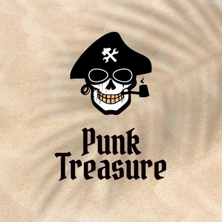 Game Ad with Pirate's Skull Logo Design Template