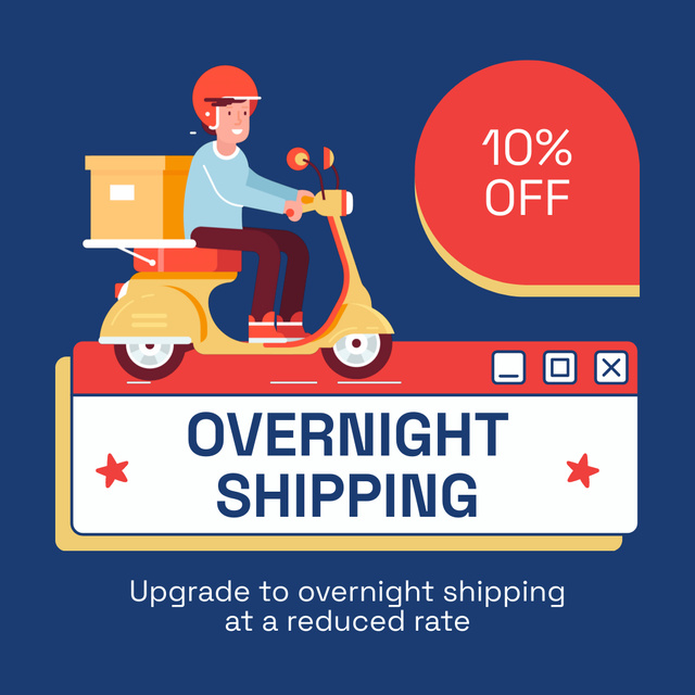 Template di design Discount on Overnight Shipping of Your Online Orders Animated Post
