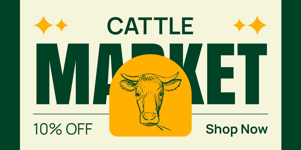 Sale of Farm Animals at Cattle Market Twitter Modelo de Design