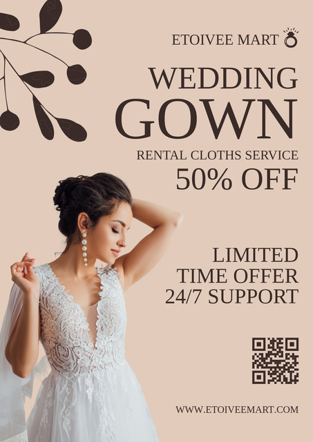 Wedding Gown Rental Services Poster Πρότυπο σχεδίασης