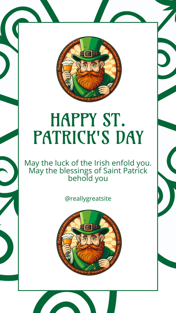 Festive St. Patrick's Day Greeting with Redbeard Man Instagram Story Design Template