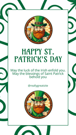 Designvorlage Festive St. Patrick's Day Greeting with Redbeard Man für Instagram Story