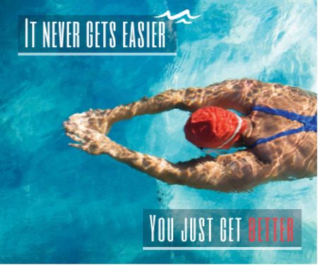 Inspirational quote poster with swimmer Large Rectangle Šablona návrhu
