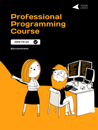 Professzionális programozási tanfolyam hirdetése Poster US tervezősablon