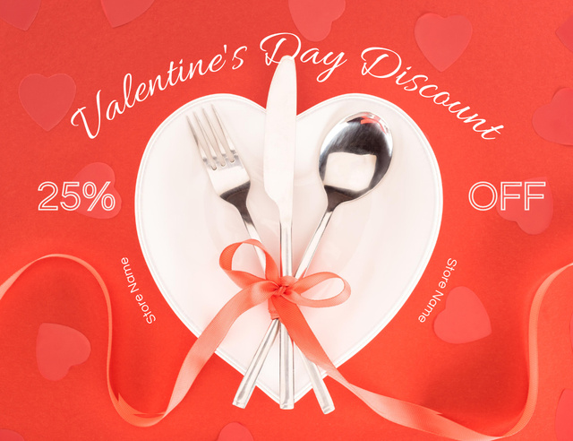Discounts on Cutlery for Valentine's Day Thank You Card 5.5x4in Horizontal Šablona návrhu