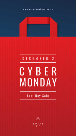 Cyber Monday Ad Red paper bag Instagram Story Modelo de Design