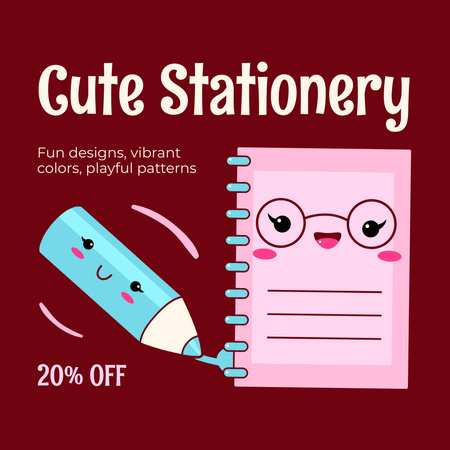 Discount On Cute Designed Stationery Instagram AD Design Template