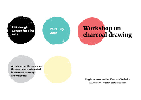 Plantilla de diseño de Drawing Workshop Announcement with Colourful Circles Postcard 