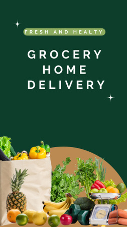 Food Home Delivery With Healthy Fruits Instagram Story tervezősablon