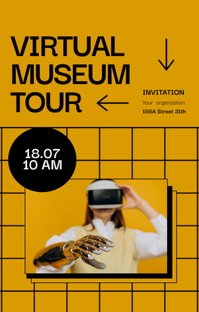 Virtual Museum Tour Announcement Invitation 4.6x7.2in Design Template