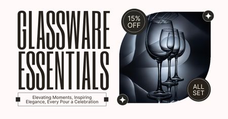 Crystal-clear Wineglasses Set At Reduced Rates Available Facebook AD Design Template