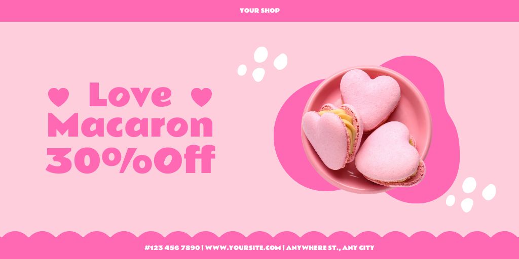 Plantilla de diseño de Heart-Shaped Macarons Sale Twitter 