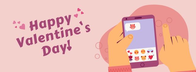 Man sending Valentine's Day messages Facebook Video cover Design Template