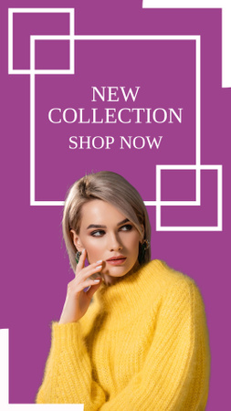 Modèle de visuel Woman in Stylish Yellow Sweater - Instagram Story