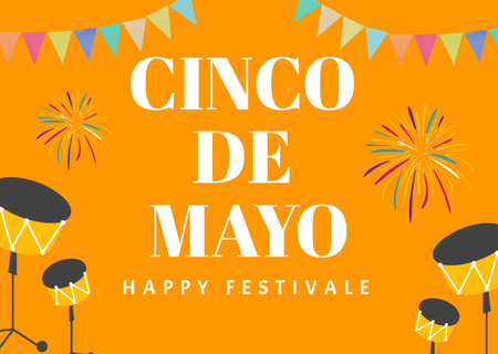 Cinco de Mayo With Drums Greeting Card Design Template
