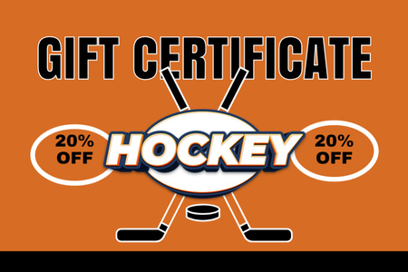Hockey Equipment Store Ad Gift Certificate Design Template