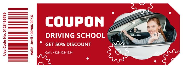 Ontwerpsjabloon van Coupon van Sign Up for School's Car Driving Course With Discount Voucher