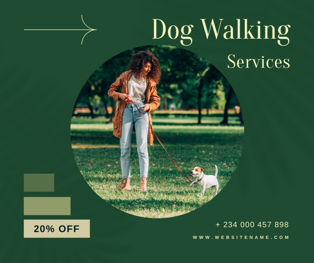 Plantilla de diseño de Dog Walking Services Facebook 