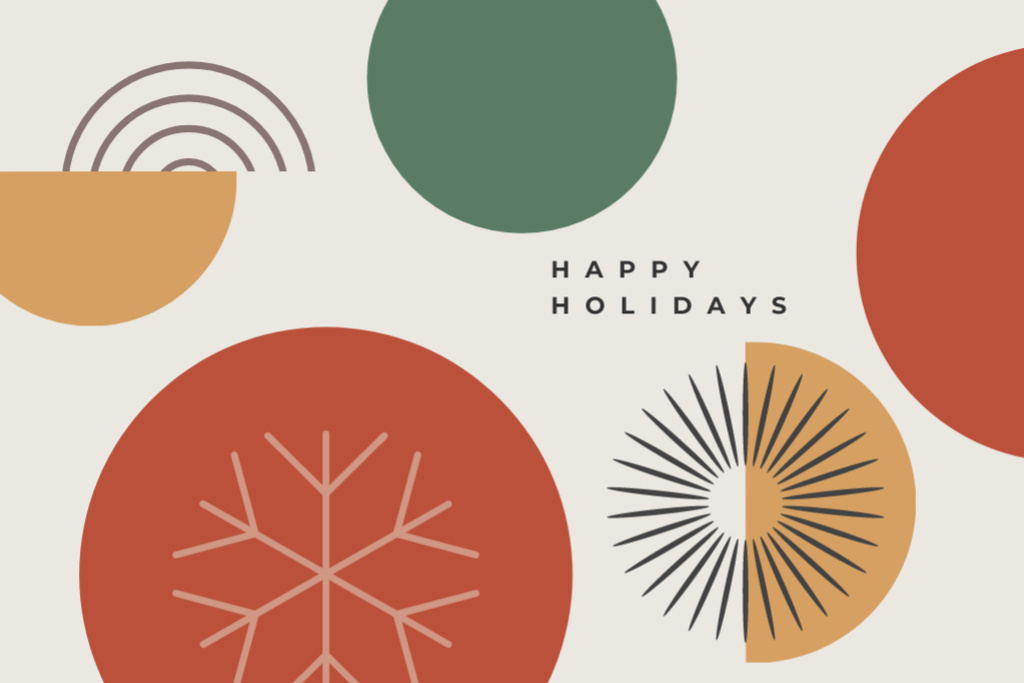 Ontwerpsjabloon van Postcard 4x6in van Winter Holidays Greeting On Geometric Pattern