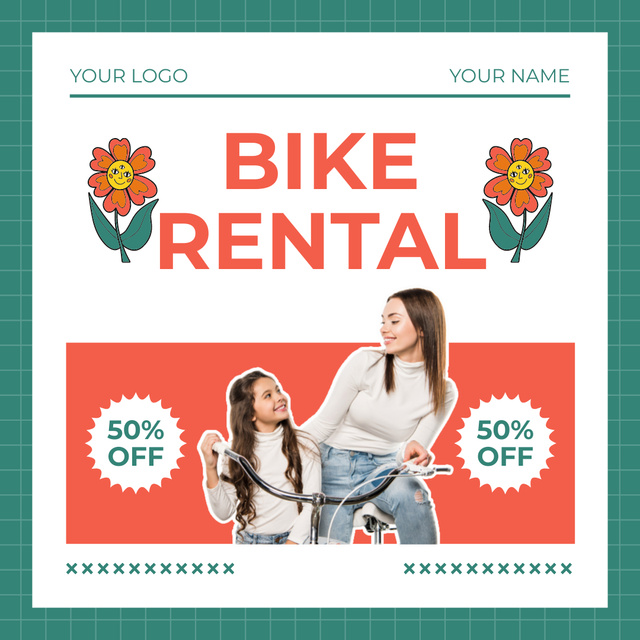 Rental Bicycles for Family Leisure Instagram AD Design Template