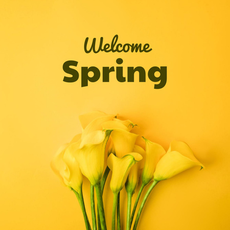 Congratulations on Coming of Spring with Yellow Flowers Instagram Design Template