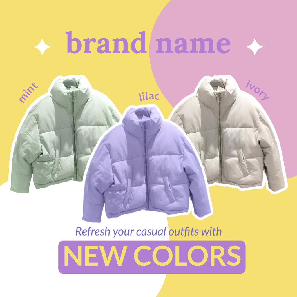 Designvorlage New Collection of Bright Down Jackets für Instagram