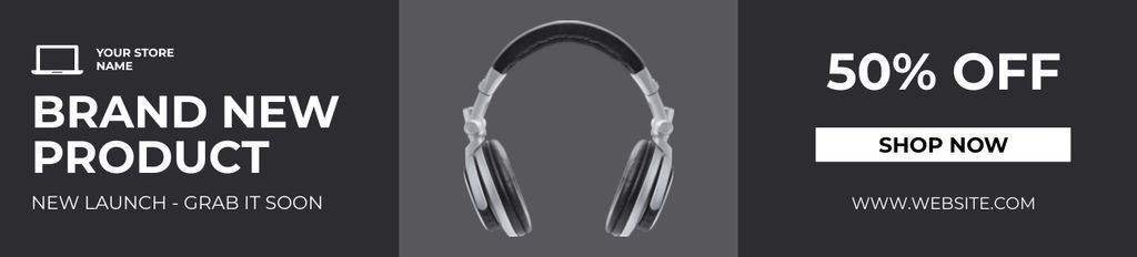 Designvorlage Offer of Modern Headphones Sale für Ebay Store Billboard