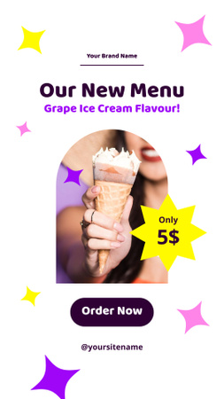 New Ice Cream Menu Announcement Instagram Story Tasarım Şablonu