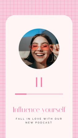 Podcast Announcement with Smiling Girl in Sunglasses Instagram Story Design Template