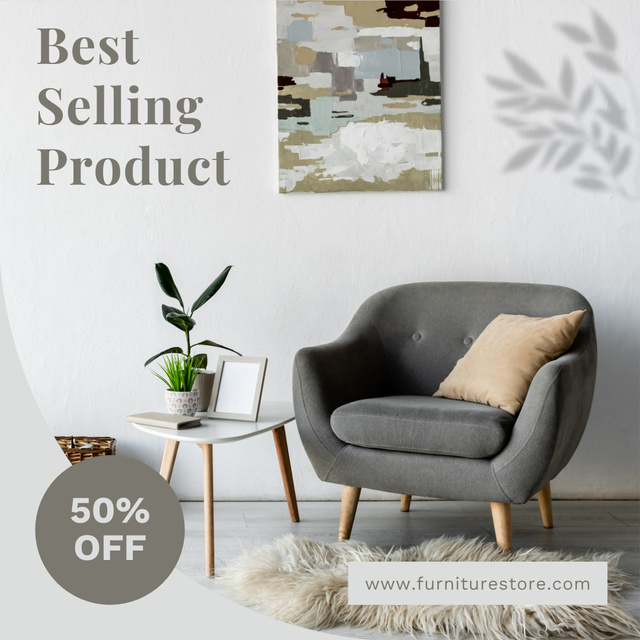 Designvorlage Amazing Furniture Discount Offer with Stylish Armchair für Instagram