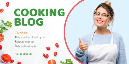 Cooking Blog Woman Chef Thumb Up Image Design Template