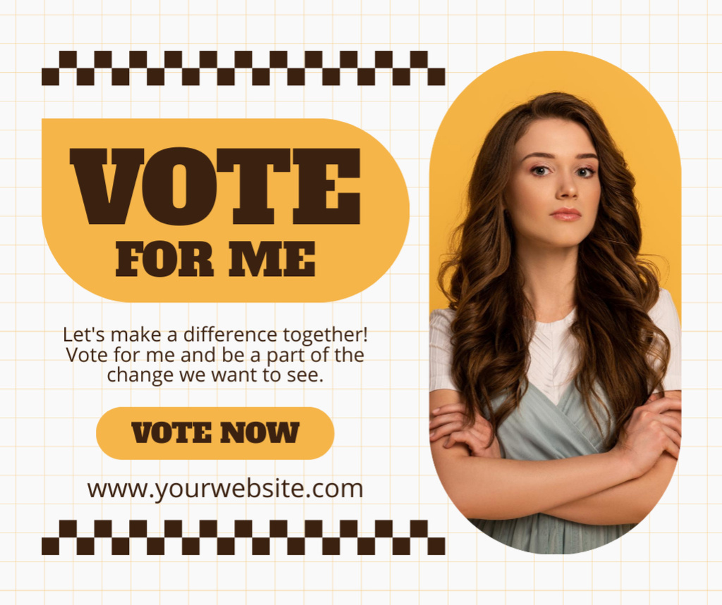 Beautiful Young Woman at Elections Facebook Design Template