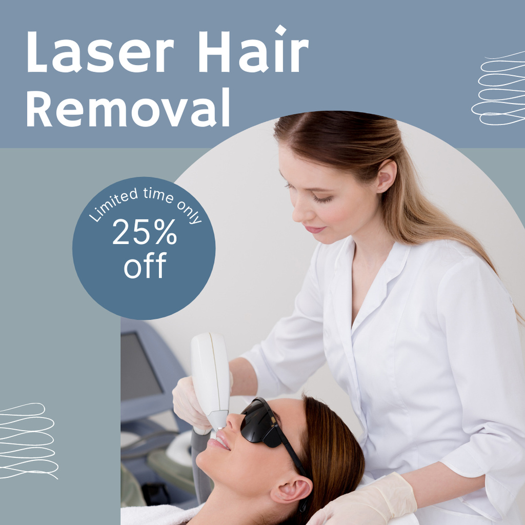 Discount for Laser Hair Removal with Young Women Instagramデザインテンプレート