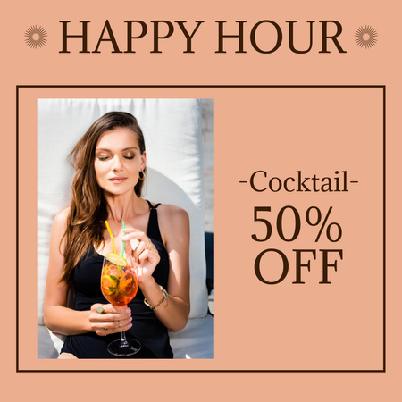 Woman Holding Cocktail Instagram Design Template