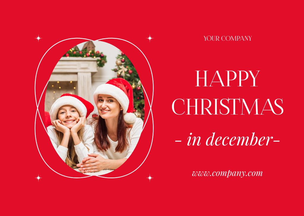 Ontwerpsjabloon van Postcard van Family Celebrating Christmas