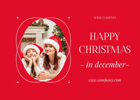 クリスマスを祝う家族 Postcardデザインテンプレート