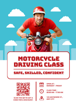 Platilla de diseño Professional Motorcycle Driving Class With Catchy Slogan Flayer