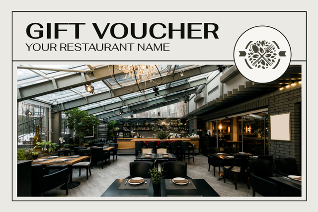Voucher for Luxury Modern Restaurant Visiting Gift Certificate Tasarım Şablonu