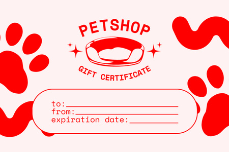 Pet Shop Hediye Çeki Teklifi Gift Certificate Tasarım Şablonu