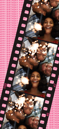 Designvorlage Geburtstagsfeier mit Fotos glücklicher Menschen für Snapchat Geofilter