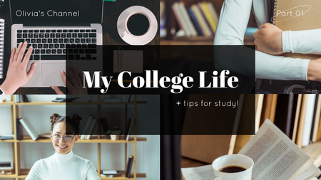 My Collage Life Youtube Thumbnail Design Template