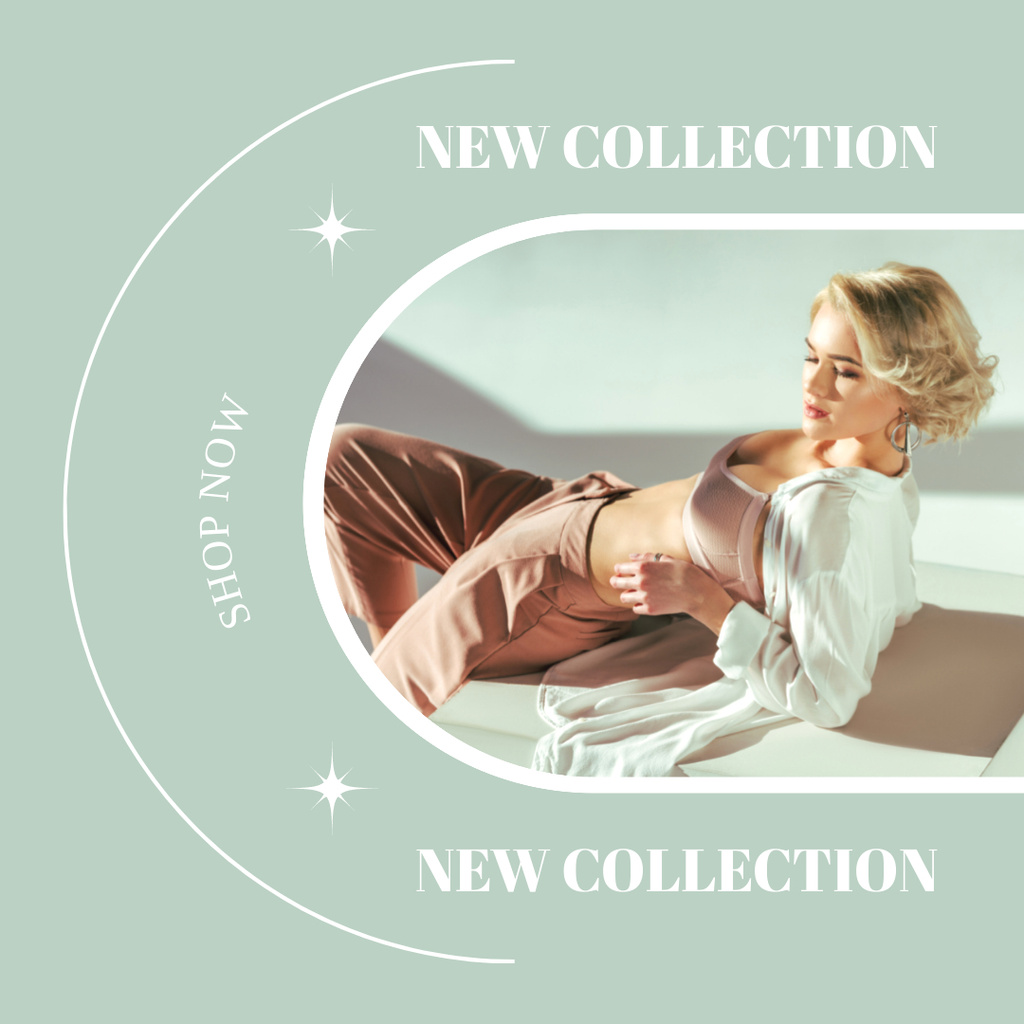 Designvorlage Women's Clothes and Lingerie Collection Pastel Green für Instagram