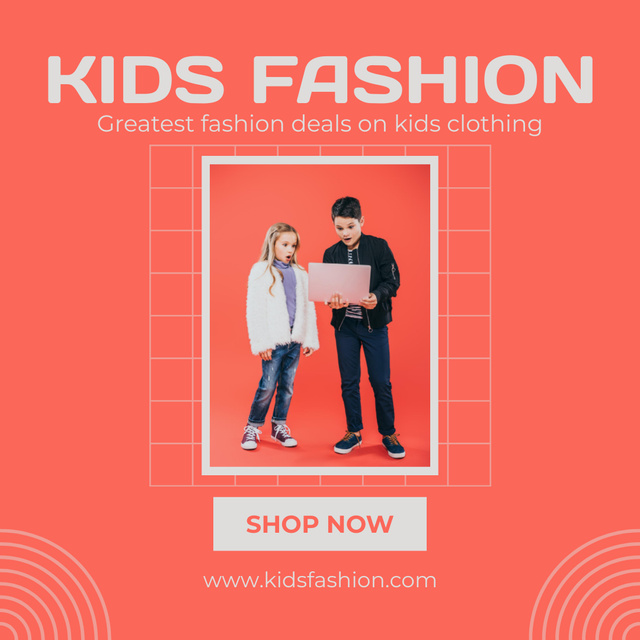 Ontwerpsjabloon van Instagram van Fashion Kids Sale Offer on Red
