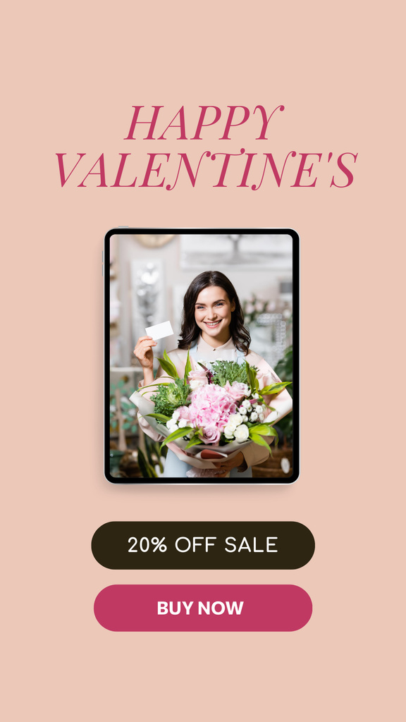 Flower Sale for Valentine's Day  Instagram Storyデザインテンプレート