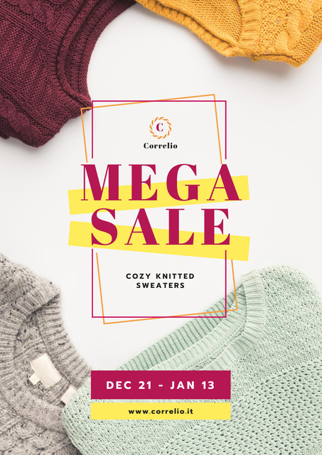 Warm Knitted Sweaters Sale Poster A3 – шаблон для дизайну